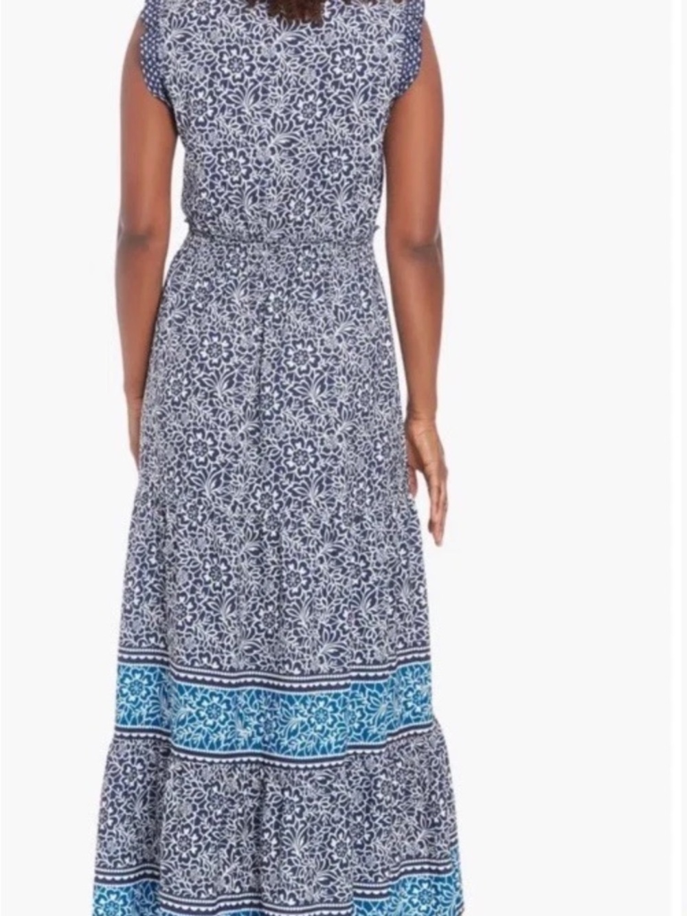 London Times Navy and White Floral Maxi Dress - Picture 3 of 7